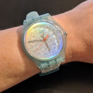 Pale Blue Snowflake Swatch Watch